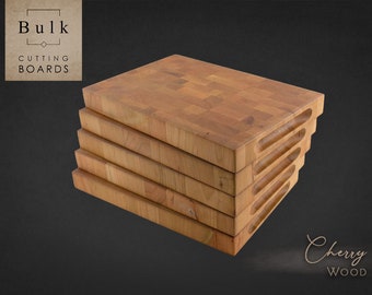 Small 8 x 12 x 1" Cherry End-Grain Cutting Boards with indented Handles - Bulk Cutting Boards, Cheese Board, Laser Blanks, Butcher End Grain