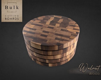 5 Round End-Grain Walnut Butcher Blocks - Bulk Cutting Boards, Cheese Board, Laser Blanks, Resin, Epoxy, End Grain, Hardwood