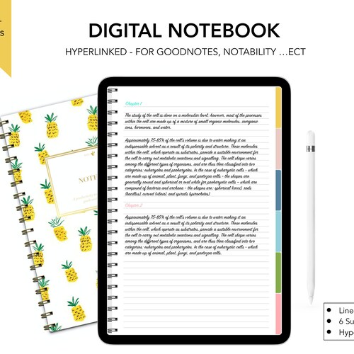 Digital Notebook Student Notebook 600 Pages Dividers Etsy