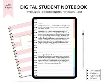 Digital Notebook | Student Notebook | 600+ Pages | Dividers for Subjects | Vertical