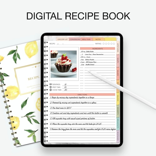 Digital Recipe Book Hyperlinked Goodnotes Vertical Planner - Etsy