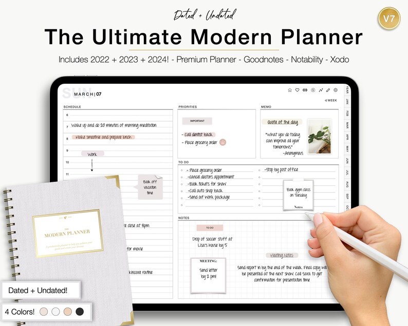 Digital planner, Goodnotes planner, iPad planner, Notability planner, Dated digital planner, Digital calendar 