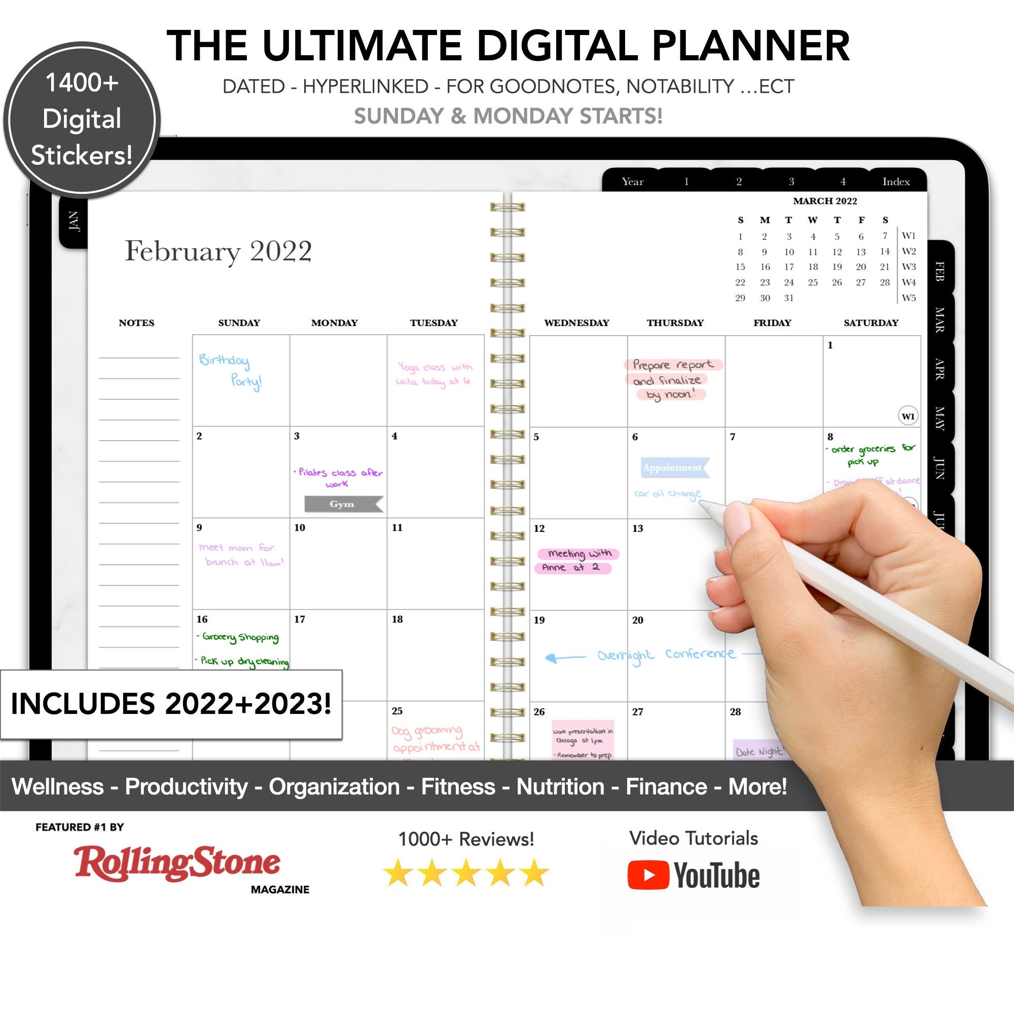 The ProdiNichi Digital Planner for Goodnotes iPad Planner Undated