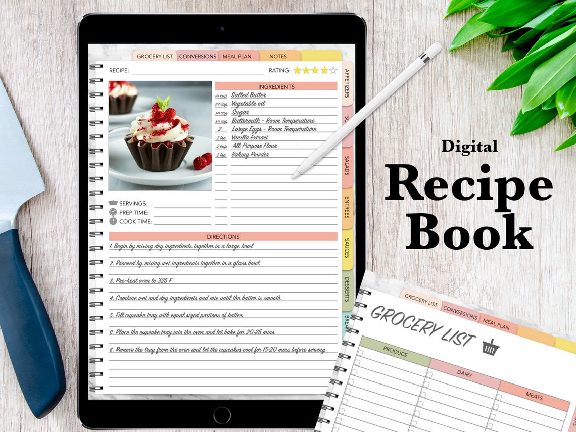 Digital Recipe Book Hyperlinked Goodnotes Vertical Planner | Etsy