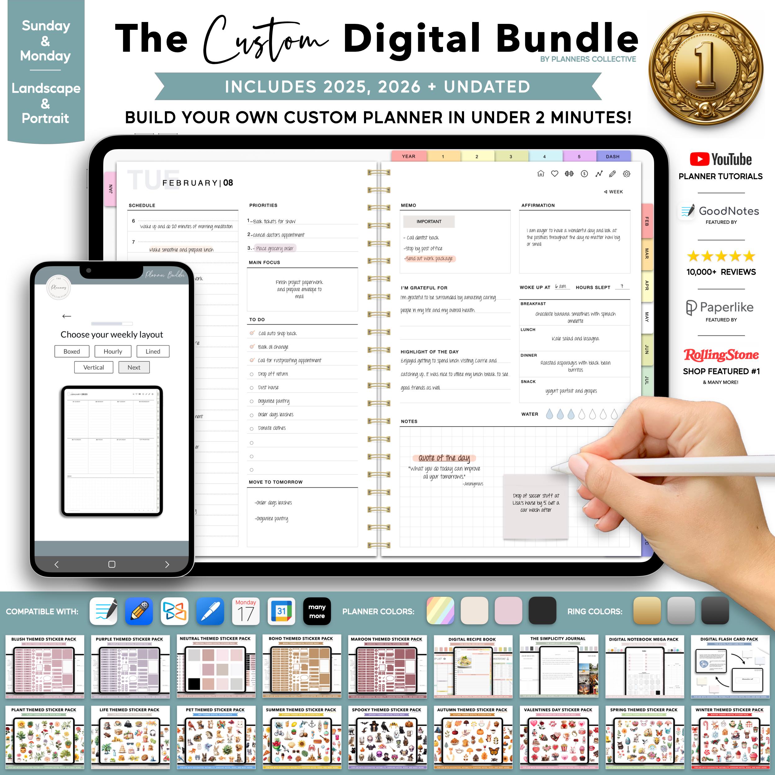 Digital Planner, Goodnotes Planner, iPad Planner, Notability Planner, Dated Digital Planner, 2025 2026 Undated Planner