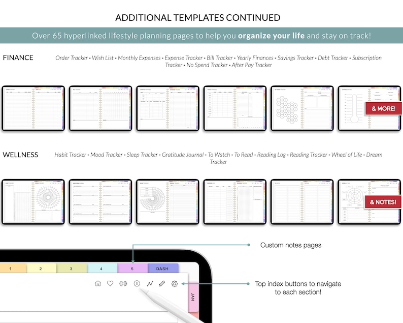 Digital Planner, Goodnotes Planner, iPad Planner, Notability Planner, Dated Digital Planner, 2024 2025 Undated Planner image 7