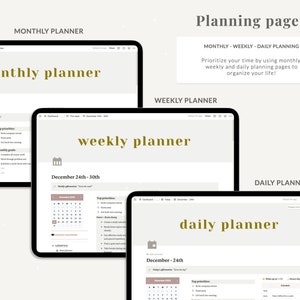 The Ultimate Notion Planner, Notion Template, Notion Planner, Notion Life Planner, Aesthetic Notion Planner, Light and Dark Themes image 3