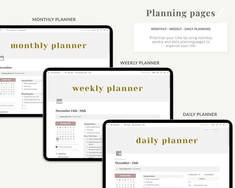 The Ultimate Notion Planner, Notion Template, Notion Planner, Notion Life Planner, Aesthetic Notion Planner, Light and Dark Themes imagem 3