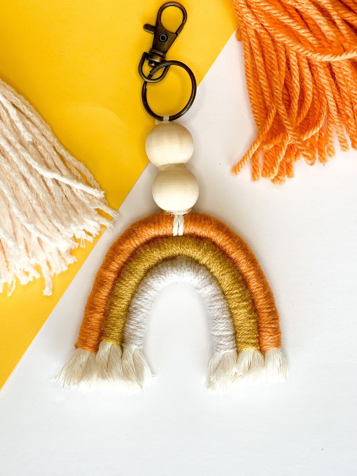 Boho rainbow keychain boho keychain. Etsy