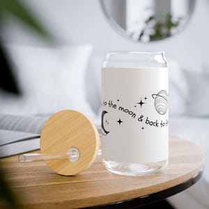 Love You to the Moon and Back Sipper Glass, 16oz with Lid and Straw, Christmas Season Gift