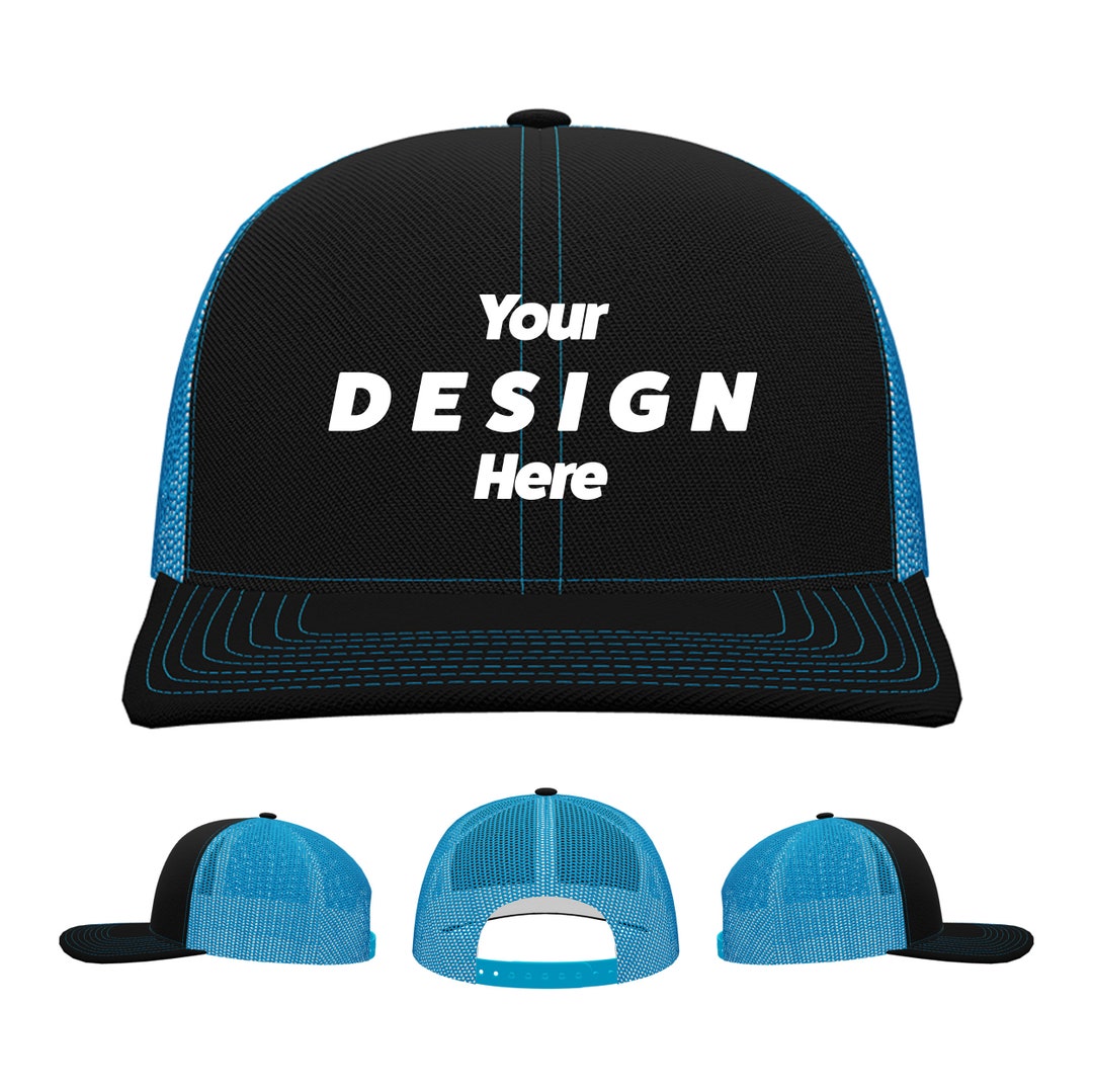 Custom Embroidered Trucker Snapback Cap - Black/neon Colorway - Etsy