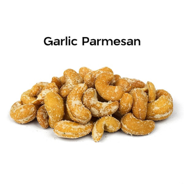 Garlic Parmesan Flavored Cashews 5 oz, Classic Italian Combo Savory & Unique Flavors, Perfect for Snacking, Plant-Based Protein Healthy Fats