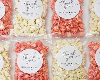 Wedding Popcorn Favors, Customized Wedding Popcorn Bags, Personalized Unique Wedding Favors, Snack Favors w/ Custom Label, Popcorn Included