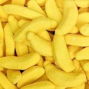 Sugared Banana Gummi 1.1 Lb Bag, Sweet Banana Flavor Sweet and Sugary Gummies, Sunshine Candy, Bright Yellow Color, Perfect for Party Themed