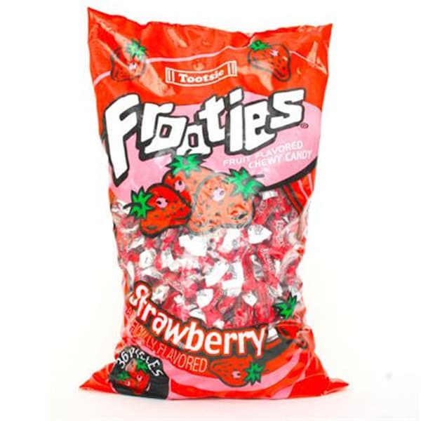 Tootsie Roll Frooties Strawberry, Taffy Candy Pieces, Chewy Strawberry Flavor Candy, Fruity Flavored, Nostalgic, Party Theme - 360 CT