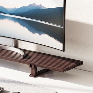 Dark Walnut Solid Wooden Monitor Stand | Wood Monitor Riser | Desk Organizer | Desk Setup