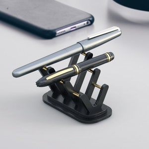 Black Pen Stand, Fountain Pen Display, Stylish Wood Stand