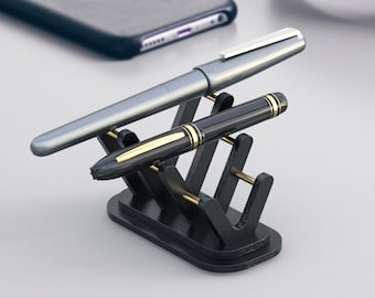 Portapenne nero, espositore per penne stilografiche, elegante supporto in legno