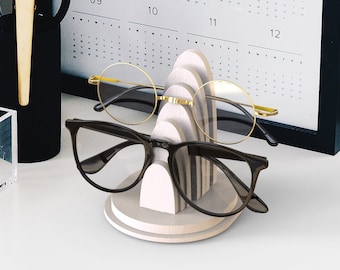 White Double Glasses Holder, Eye Glasses Stand, Sunglasses Stand, Desk Organizer, Office Accessory