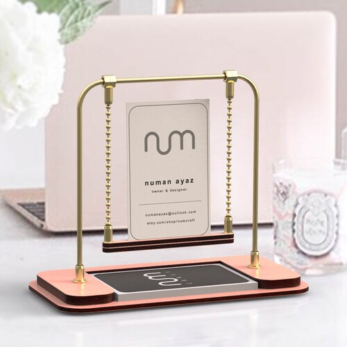 White Business Card Stand Business Card Holder for Desk Etsy