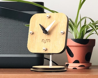 Oak Adjustable Desk Clock, Minimalist Clock, Retro Table Clock, Wood Clock
