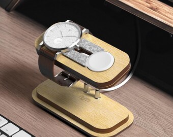 Oak Analog & Apple Watch Stand, Smart Watch Stand, Watch Holder for 2