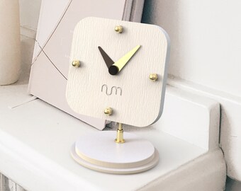 White Adjustable Desk Clock, Minimalist Clock, Retro Table Clock, Wood Clock