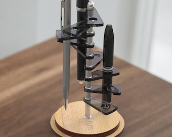 Oak Pen Stand, Fountain Pen Display, Spiral Pen Stand