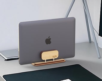 Oak Vertical Laptop Stand, Laptop Dock, Docking Station, Macbook Vertical