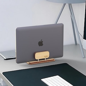 Oak Vertical Laptop Stand, Laptop Dock, Docking Station, Macbook Vertical