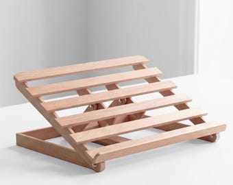 Adjustable Solid Wood Laptop Stand | Ergonomic Desk Riser | Home Office Desk Setup