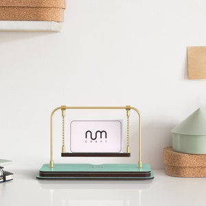 Mint Business Card Stand, Business Card Holder for Desk, Business Card Display, Storage, Desk Nametag