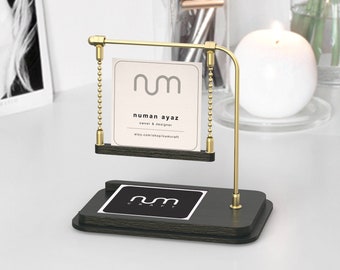 Black Square Business Card Stand, Business Card Holder for Desk, Business Card Display