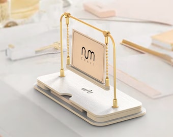 White Business Card Stand, Business Card Holder for Desk, Business Card Display, Storage, Desk Nametag