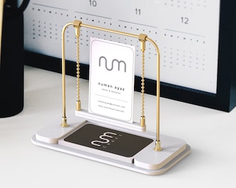 White Business Card Stand Vertical, Business Card Holder for Desk, Business Card Display