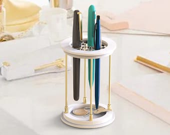 Witte pennenhouder, houten pennenbeker, potloodhouder, pennenhouder voor bureau