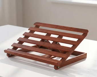 Adjustable Solid Wood Laptop Stand | Ergonomic Desk Riser | Home Office Desk Setup