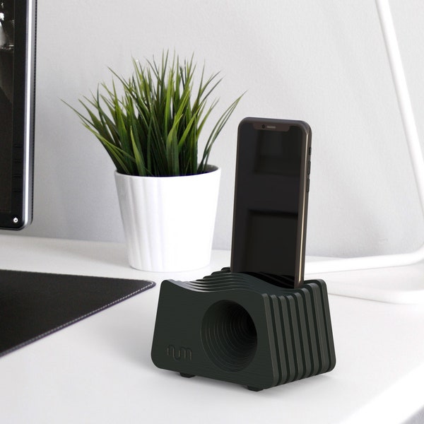 Black Phone Amplifier, Passive Speaker, Charging Dock, Phone Stand