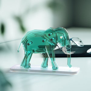 Elephant Acrylic Sculpture, Elephant Figurine, Animal Sculpture, Mini Elephant Statue, Animal Figurine, Home & Office Decoration