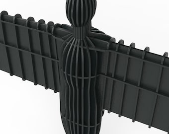 Black Angel of the North, Desk Sculpture, Miniature Landmark