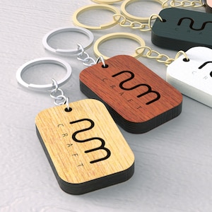 Custom Logo Keychain, Business Logo Keychain, Rectangle Wooden Keychain, Personalised Wood Keychain, Custom Engraved Keychain