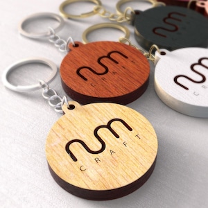 Custom Logo Keychain, Business Logo Keychain, Round Wooden Keychain, Personalised Wood Keychain, Custom Engraved Keychain