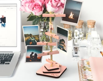Roze fotohouder, houder voor meerdere notities, weekplanner, kaarthouder, recepthouder, kantoordecor, bureauaccessoire