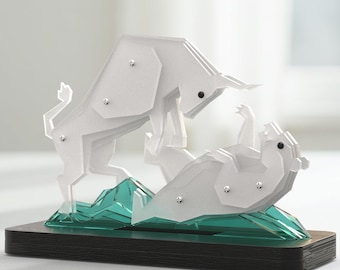 Bull and Bear Acrylic Sculpture, Bull Market Figurine, Bear Market Figurine, Animal Figurine, Home & Office Decoration, Wall Street Decor