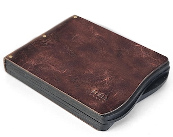 Leather & Wood Cigarette Case, Personalized Cigarette Case, Card Holder, Business Card Case, ID Holder