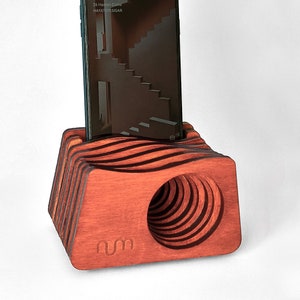 Walnut Phone Amplifier, Passive Speaker, Charging Dock, Phone Stand