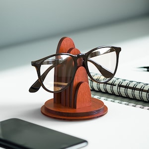 Walnut Single Glasses Holder, Eye Glasses Stand, Sunglasses Stand, Desk Organizer, Office Accessory
