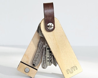 Oak  Personalized Key Organizer, Wood Magnetic Key Holder, Personalized Gift