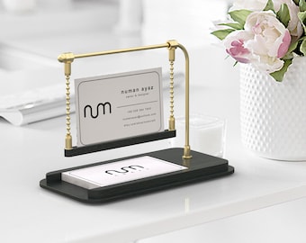 Black Business Card Stand, Business Card Holder for Desk, Business Card Display