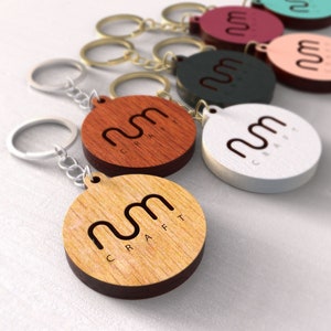 Custom Logo Keychain, Business Logo Keychain, Round Wooden Keychain, Personalised Wood Keychain, Custom Engraved Keychain